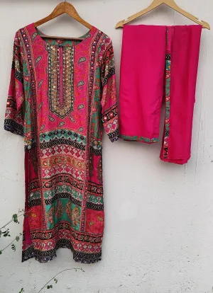 WAHIBA KARACHI ROSE FULL WORK SUIT SET