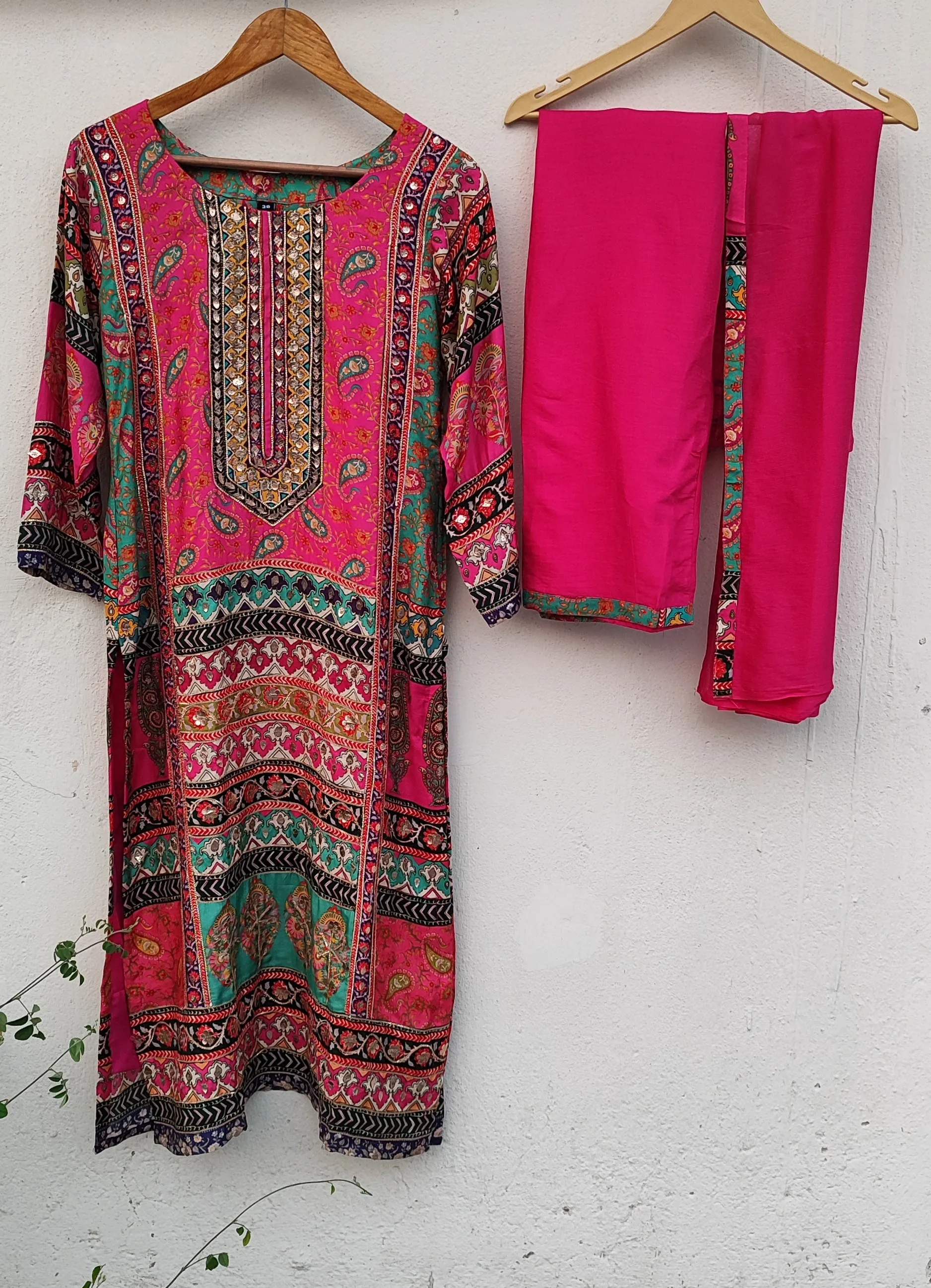 WAHIBA KARACHI ROSE FULL WORK SUIT SET