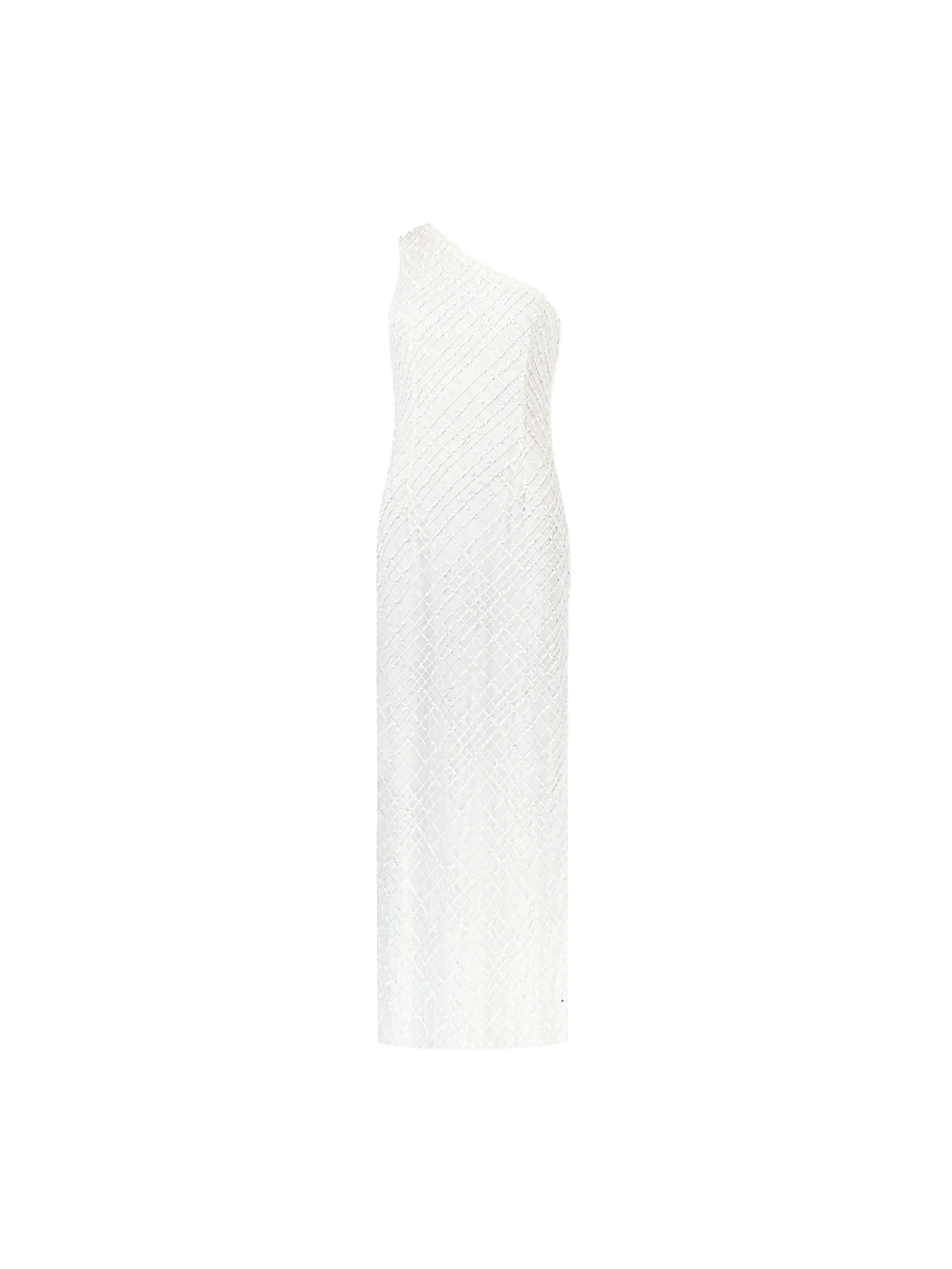 White One Shoulder Beaded Dress