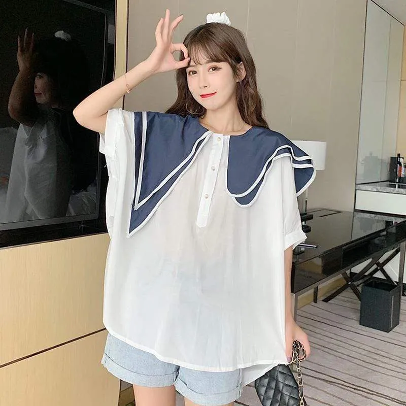 Women's Cute Asymmetric Collar Loose Shirts