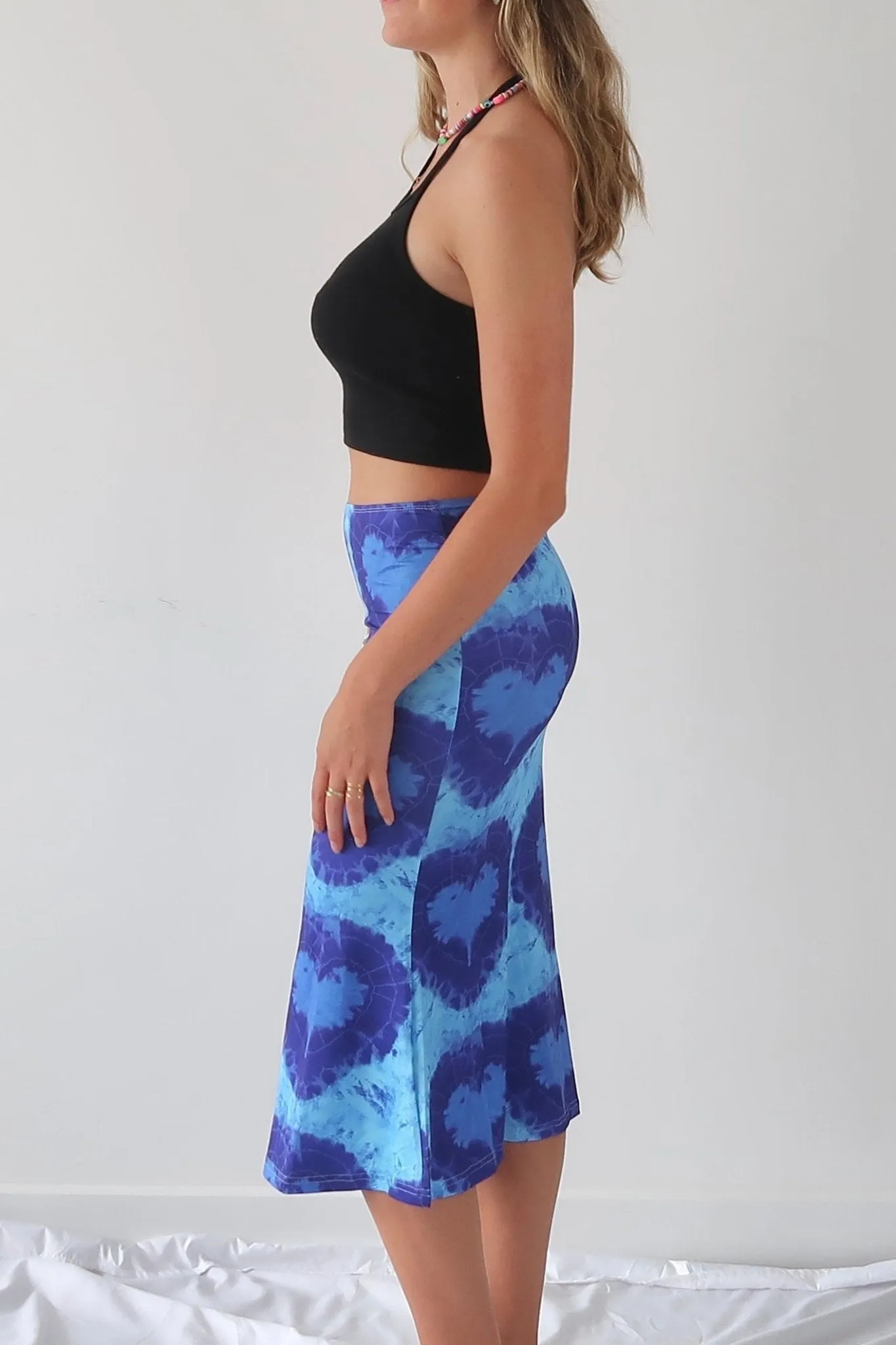 Y2K tie die heart midi skirt